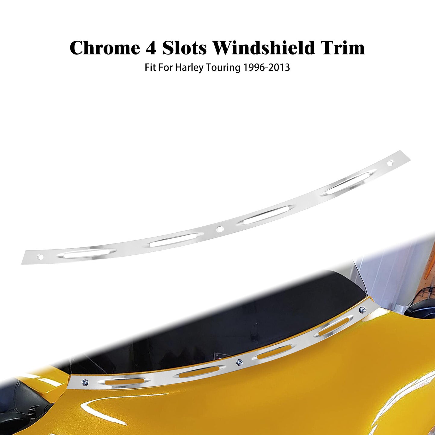 Chrome 4 Slots Batwing Fairing Windshield Trim Fit for Harley Touring FLHX 96-13