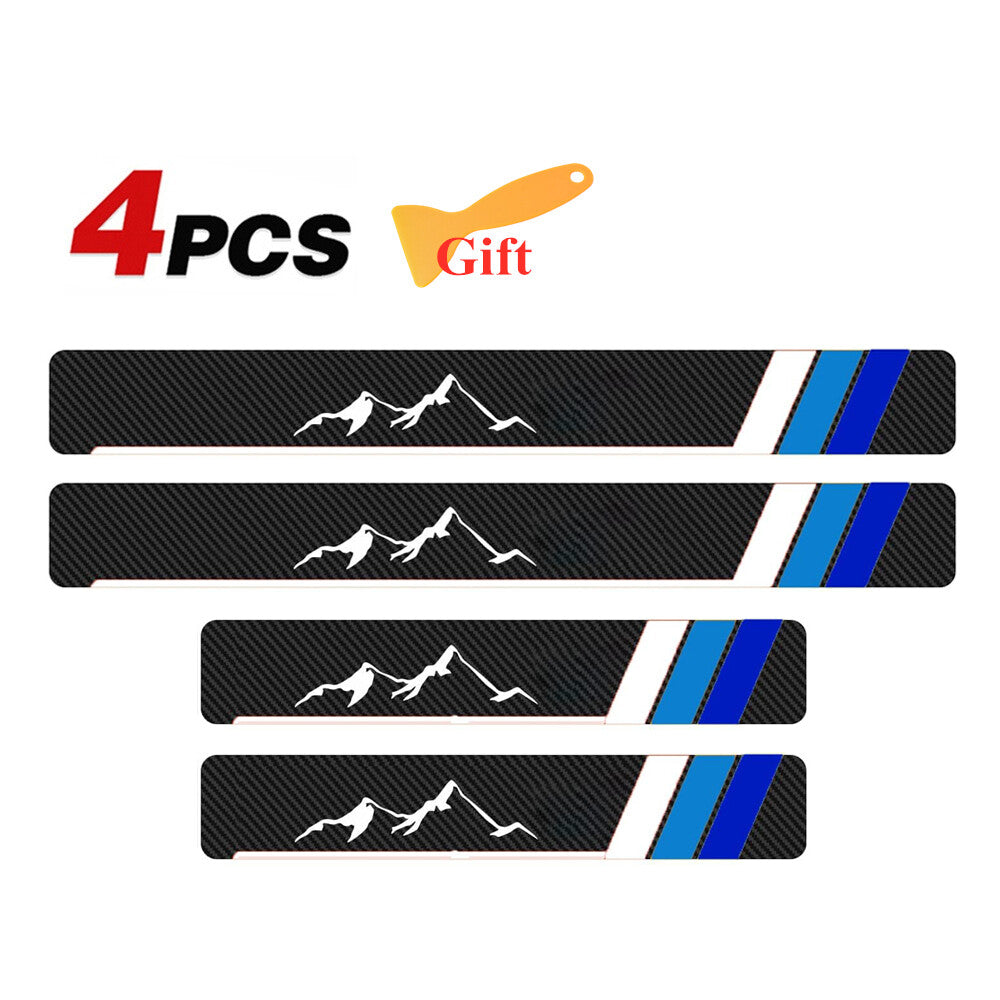 4X Car Carbon Fiber Door Sill Protector Cover Stickers for Toyota Tacoma Tundra
