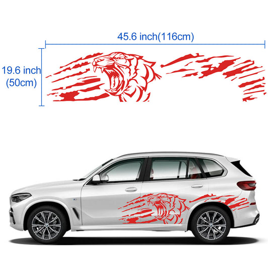 2x Car Decals Red Tiger Graphics Stickers Car Body Stickers Vinyl Car Tattoo