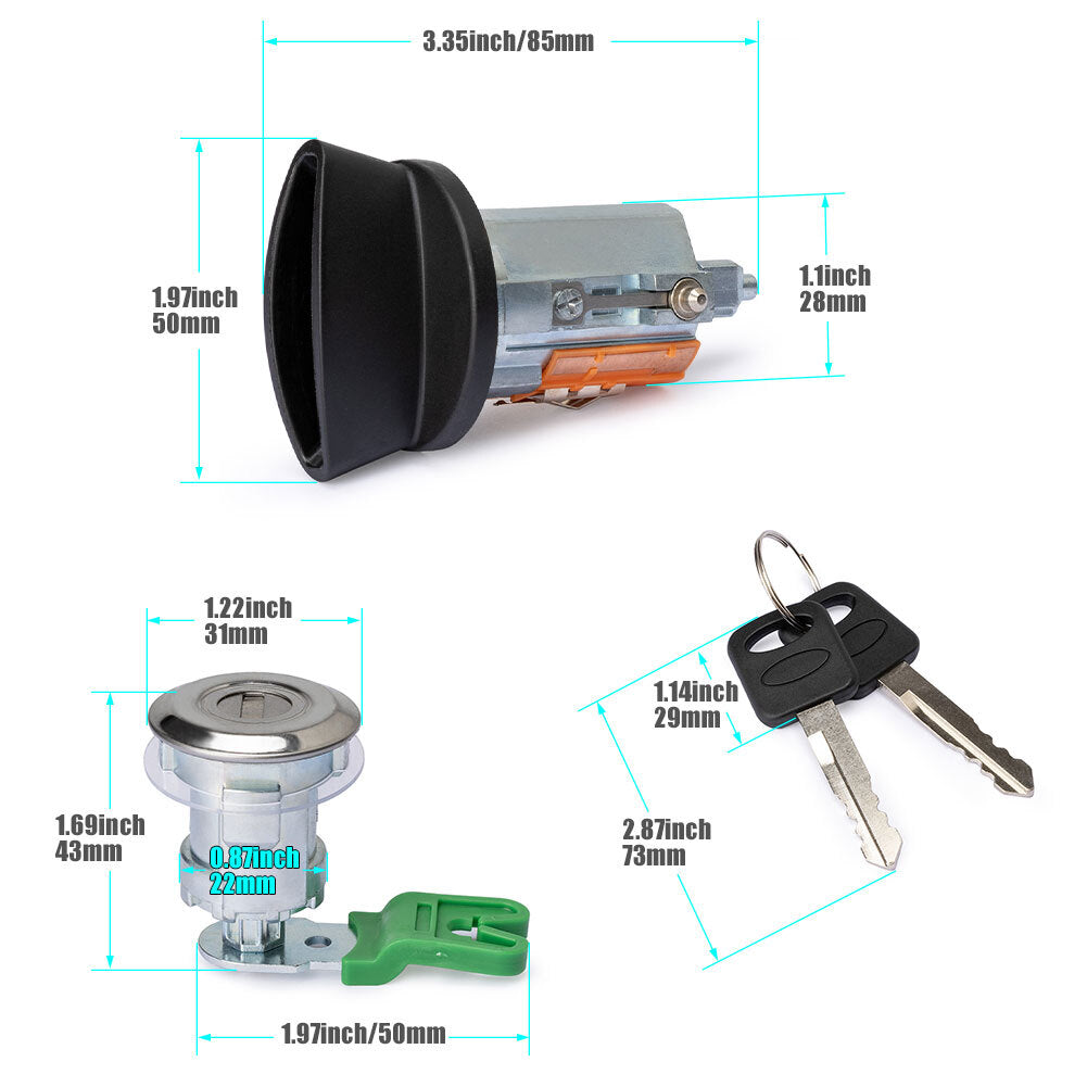 IGNITION LOCK CYLINDER DOOR LOCK SET 2 KEYS for Ford Econoline Van E150 E250