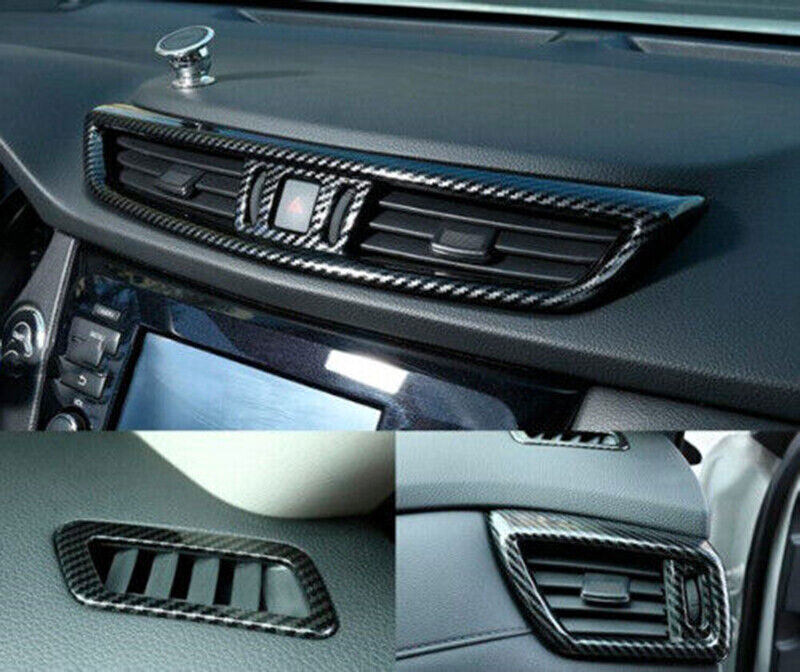 for Nissan Rogue 14-20 ABS Carbon Fiber Inner Dashboard Air Outlet Cover Trim 5X