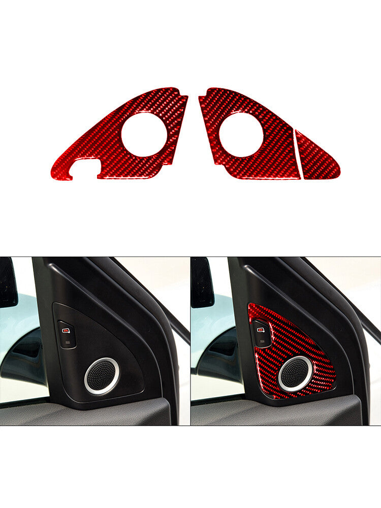 3Pcs Red Side Door Horn Trim Cover Decoration Carbon Fiber for Audi Q5 2009-2017