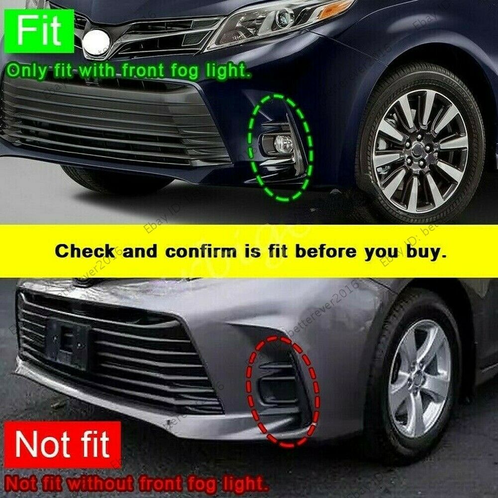 for Toyota for Sienna 2018-2020 Chrome Front bumper Fog Light Lamp Cover decor Trim