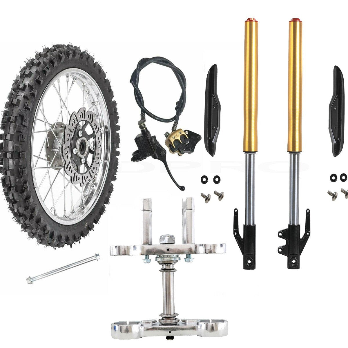 Front fork, three-tree disc brake kit, 14-inch wheels, 60/100-14 tires, grooved bike