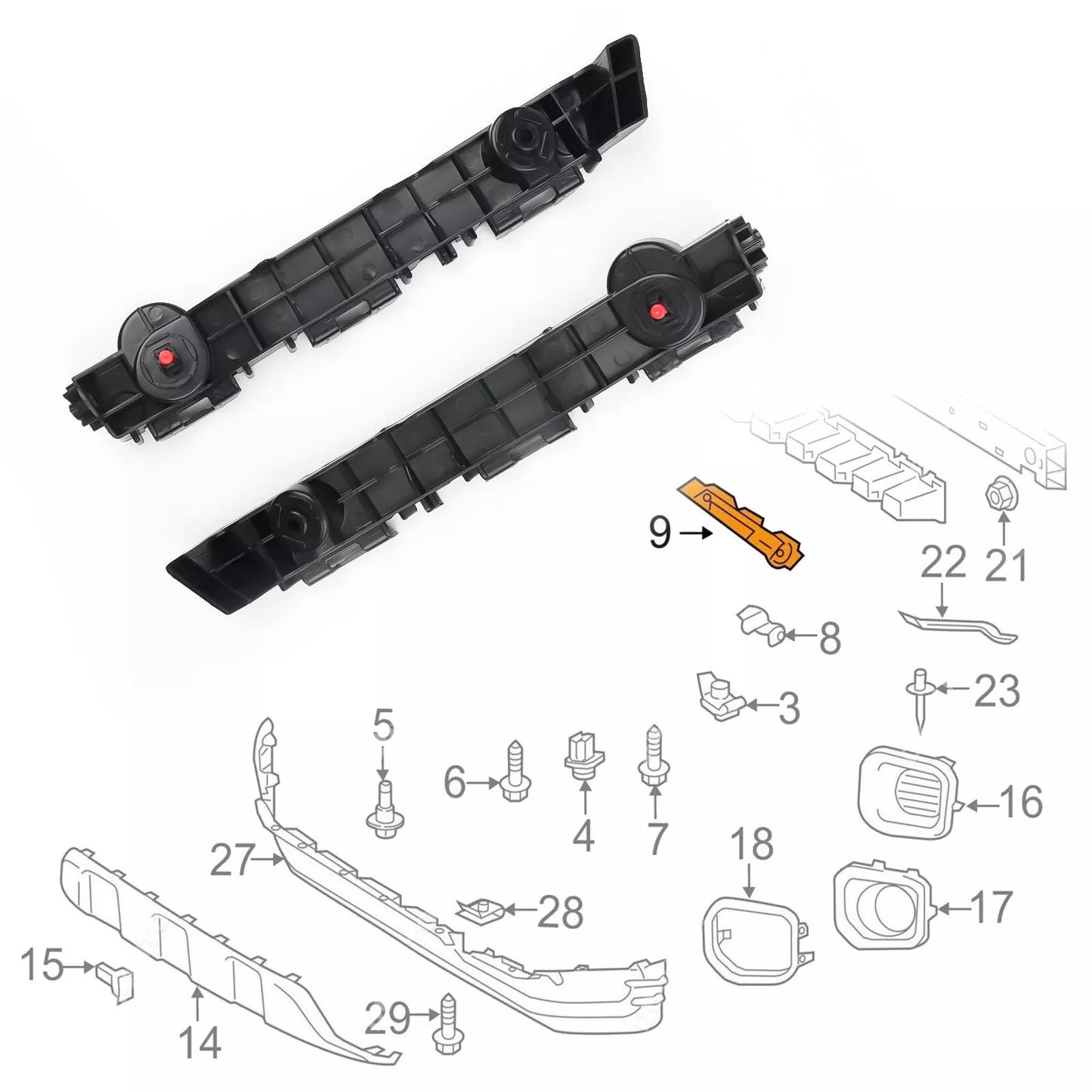 1Pair LR Front Bumper Brackets Support Fender Cover For 2016-2021 Tacoma for Toyota
