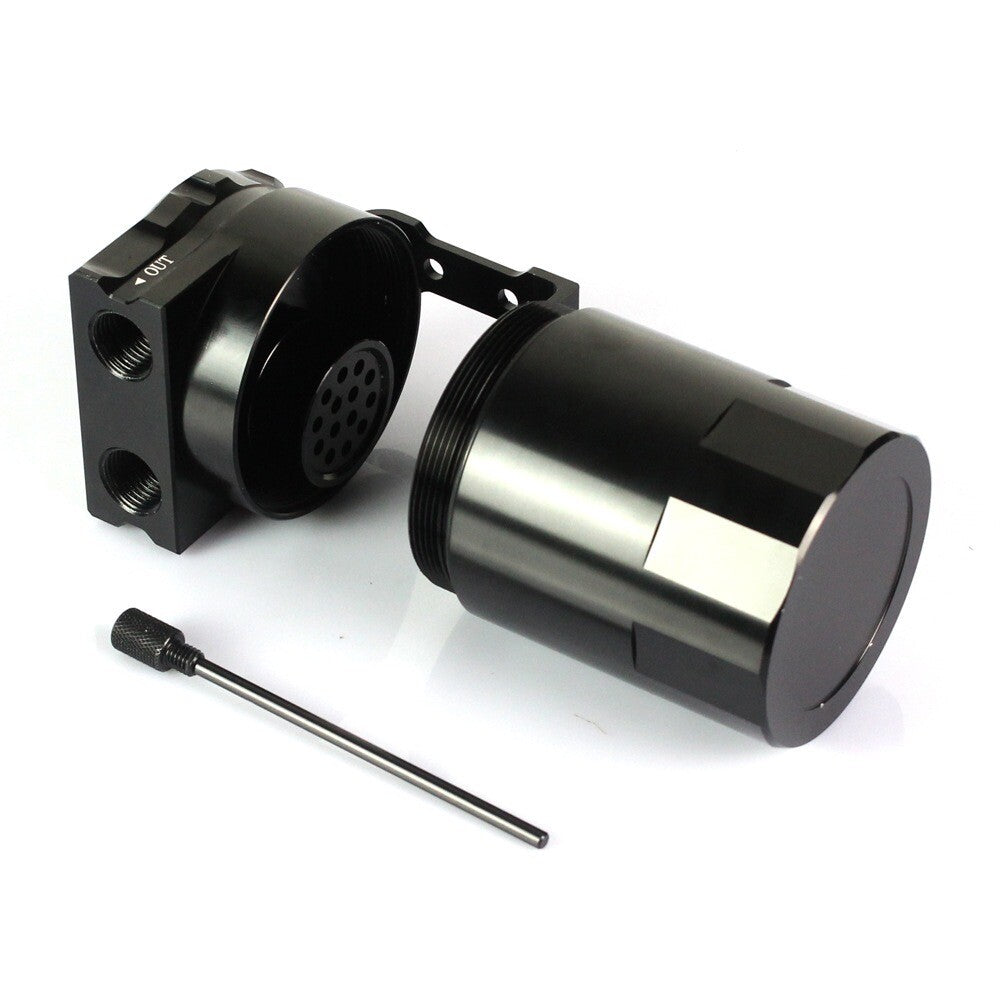 BLACK Universal Aluminum Oil Can Kit Reservoir Baffled Tank Breather Filter New