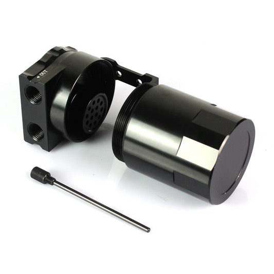 BLACK Universal Aluminum Oil Can Kit Reservoir Baffled Tank Breather Filter New