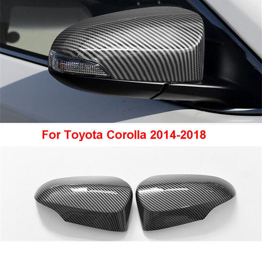 Carbon Fiber Style ABS Rearview Door Mirror Cover Cap for Toyota for Corolla 2014-18