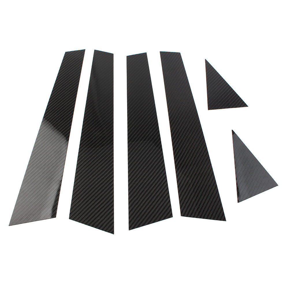 6 Pcs Carbon Fiber Set Pillar Posts Door Window Trim for Audi A6 C7 2012-2018
