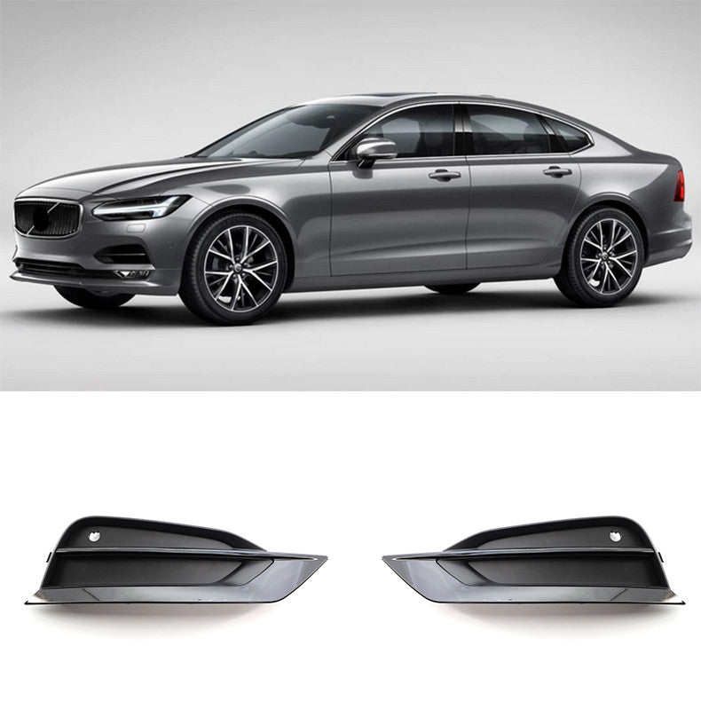for Volvo S90 2017-2020 Black Front Bumper Fog Light Lamp Cover Trim Replace kit