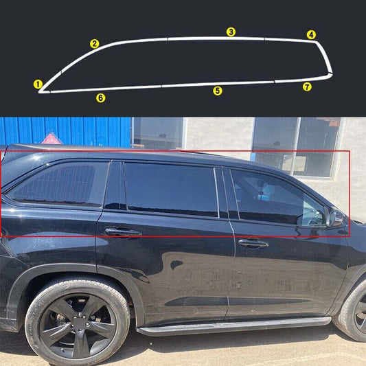 Windows Sill Molding Strip for Toyota Highlander 2014-2019 Black Titanium Trim