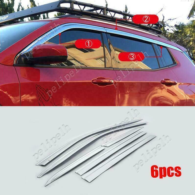 for Jeep Compass 2018-2024 Chrome Window Wind Visors Rain Guard Vent Deflectors