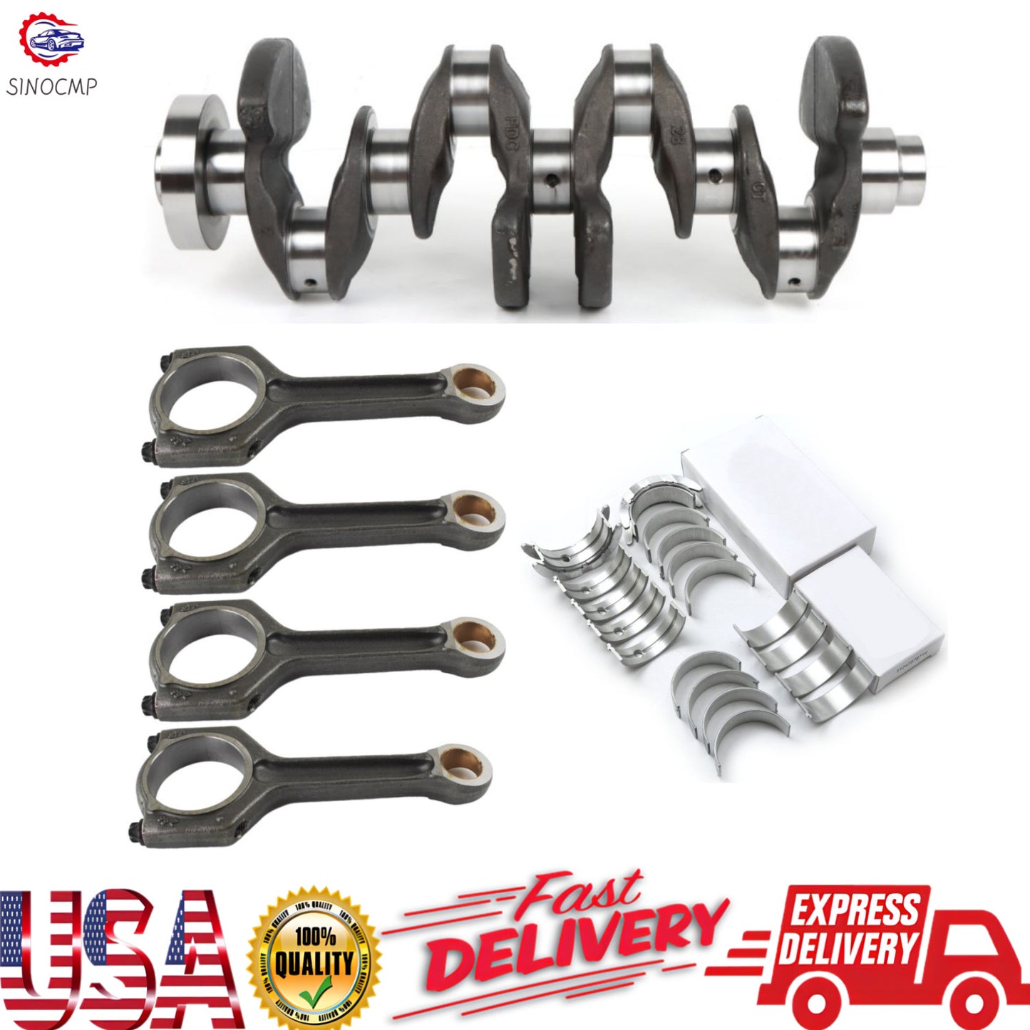 Crankshaft Assy 4x Connect Rod MainRod Bearing Set for B-MW N46B20A 11247589533