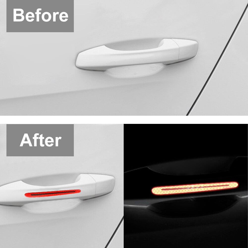 Blue Carbon Fiber Look Car Door Handle Reflective Sticker Scratches Protection