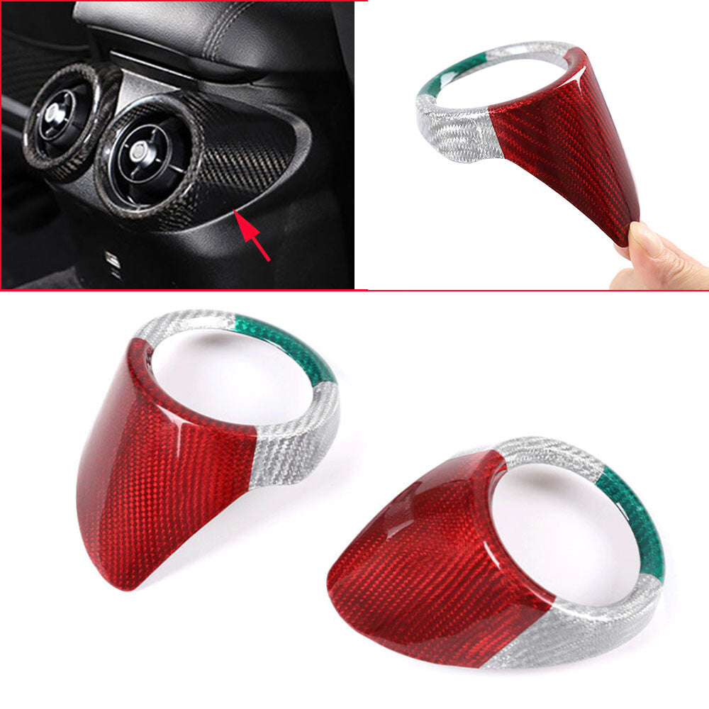 3Color Carbon Fiber Rear Air Vent Outlet Ring Trim for Alfa Romeo Giulia 2017-21