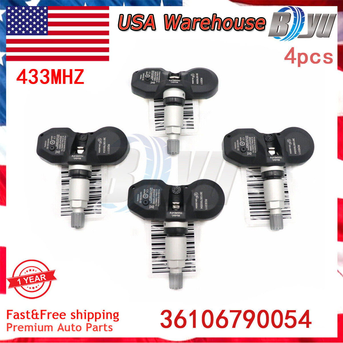 36106790054 New Set 4pcs TPMS Fits for BMW for Mini 433MHz US TIRE PRESSURE SENSOR