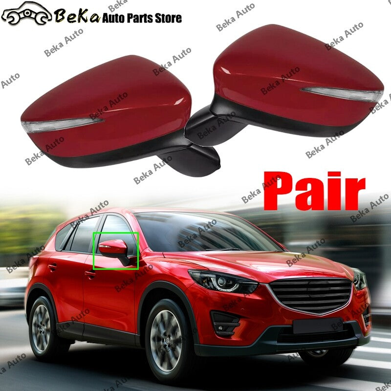 LHRH Side Mirrors for Mazda CX-5 2015-2016 with Red Power Heated Turn Signal Lights