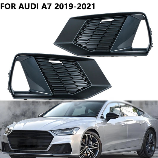 A pair of fog lights with black fog light grille covers for the for Audi A7 Sportback 2019-2021.