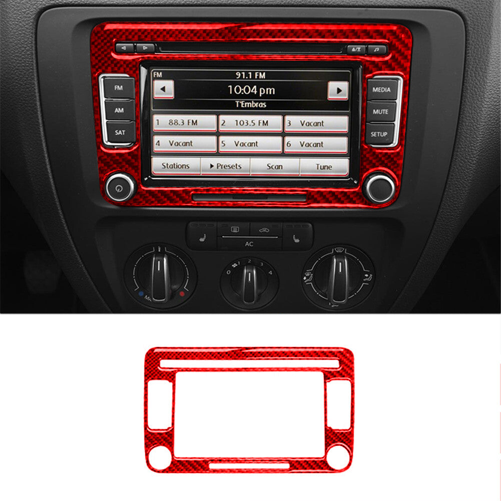 Red Carbon Fiber Radio with Navigation Trim for Volkswagen for Jetta Sedan 11-14