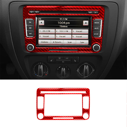 Red Carbon Fiber Radio with Navigation Trim for Volkswagen for Jetta Sedan 11-14