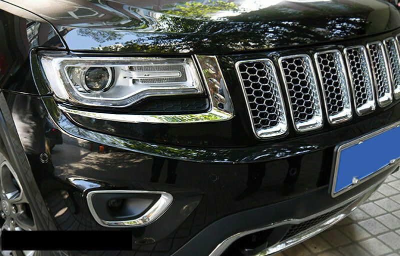 for Jeep Grand Cherokee 2014-2016 Chrome Front Head Light Lamp Eyelid Cover Trim