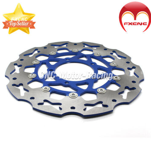 Suitable for Yamaha FZ16 CNC floating front brake disc rotor, blue and stainless steel blue
