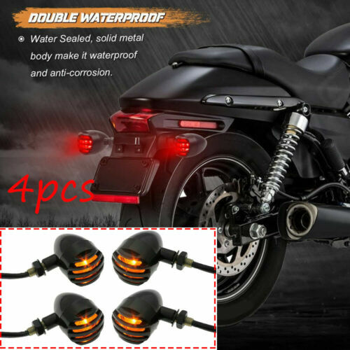 US 4x Motorcycle Grill Brake Turn Signal Taillight for Chopper Bobber Cafe
