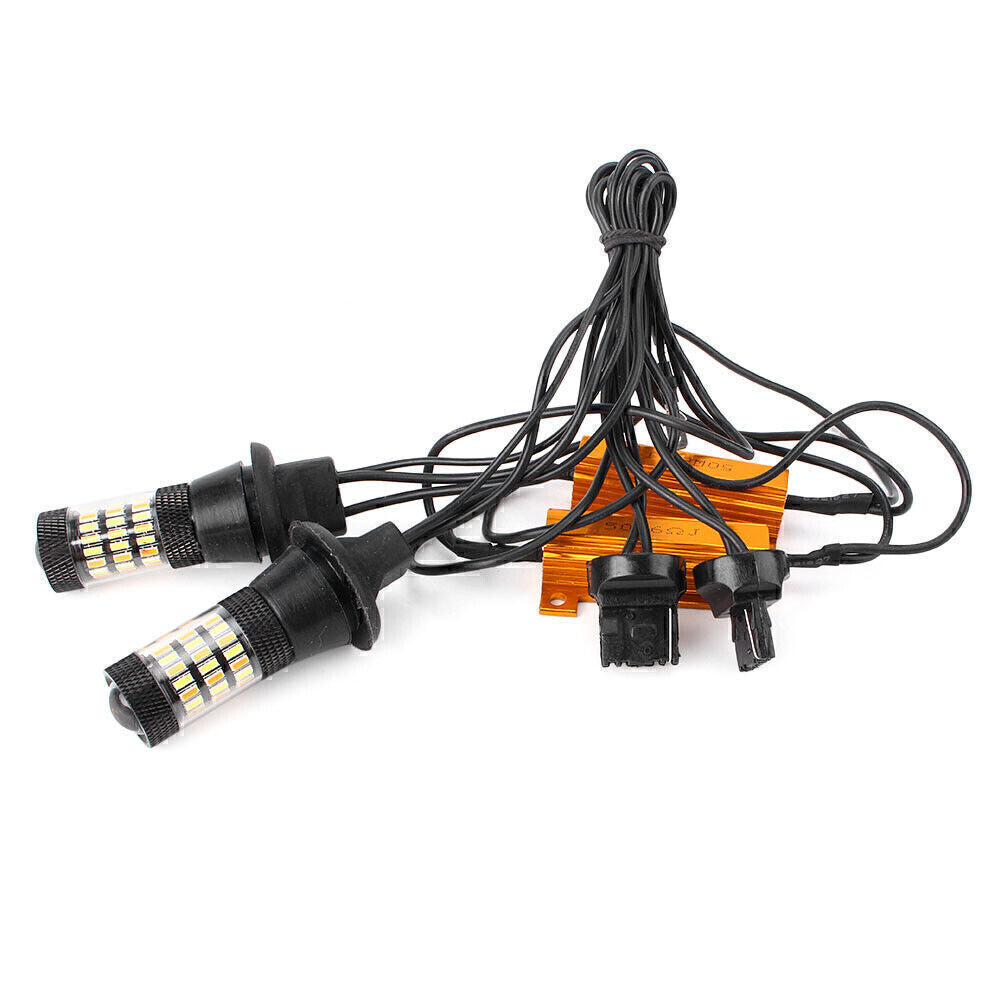 T20 7440 4014 60SMD Dual Color Switchback 12V Turn Signal Light Bulbs