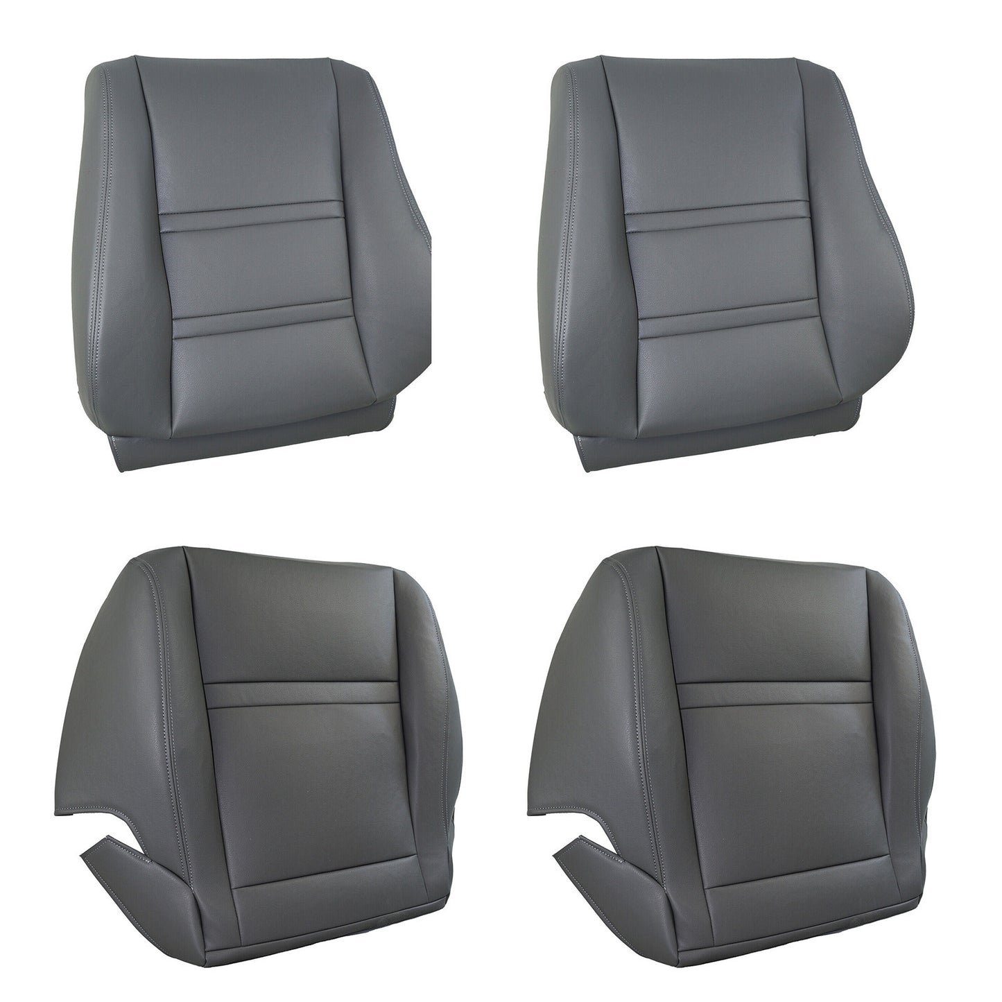 for Toyota for Land Cruiser 1990-97 4PCS Leather Driver  Passenger for Seat Covers Gray