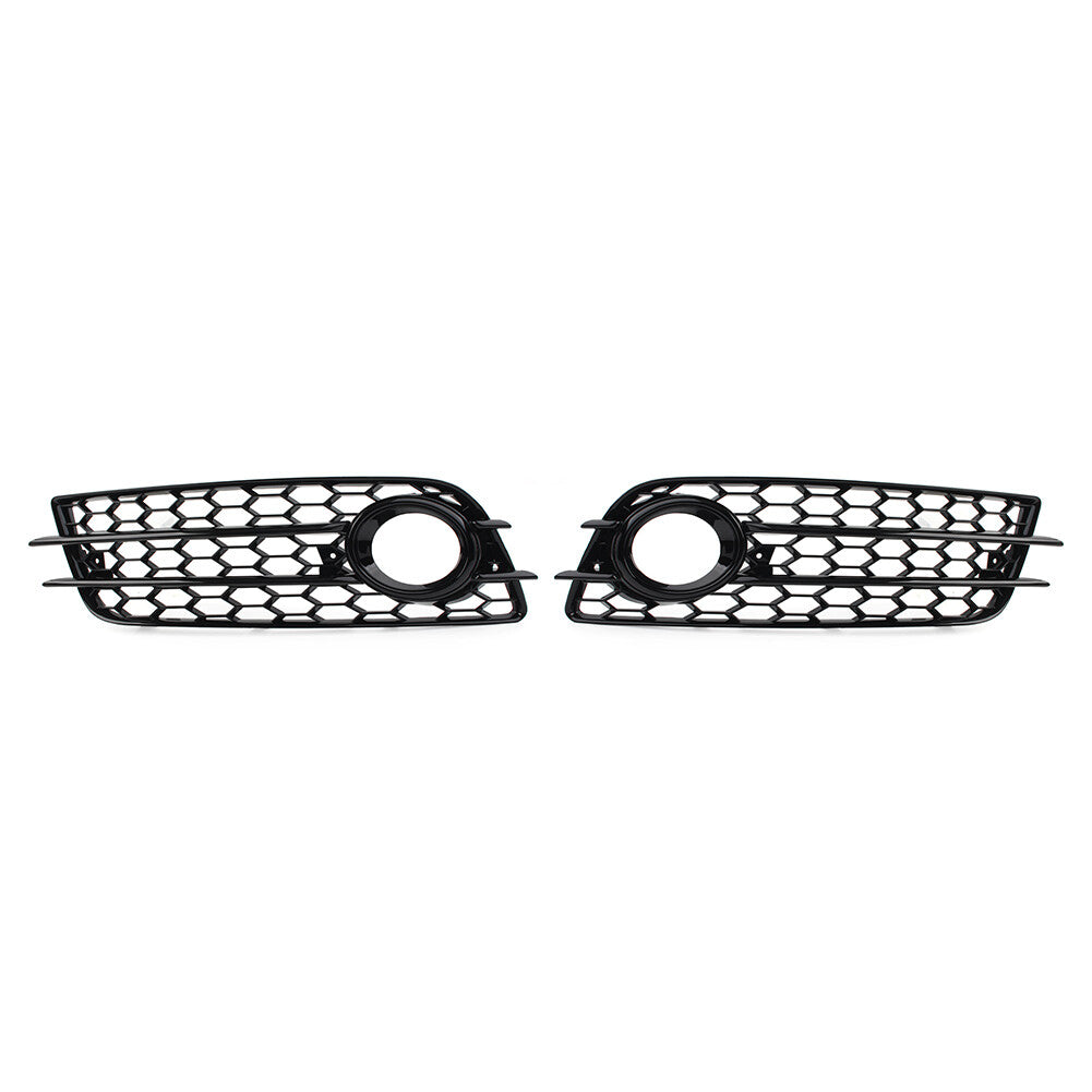 Pair Honeycomb Front Bumper Fog Light Grille Cover for Audi A4 B8 S4 2008-2012