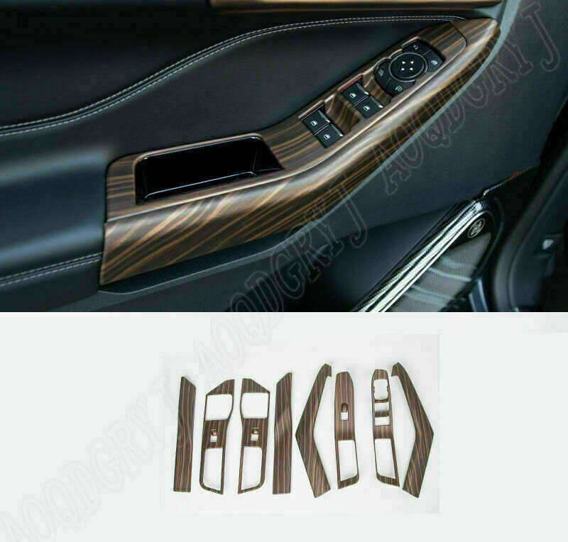 8Pc for Ford Explorer 2020-22 Wood Grain Window Lift Panel Switch Cover Trim Kit