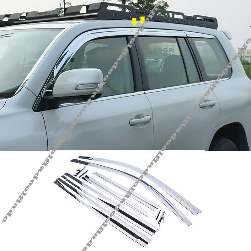 for Toyota for Land Cruiser 08-21 Chrome Window Visors Sun Rain Guard Vent Deflector