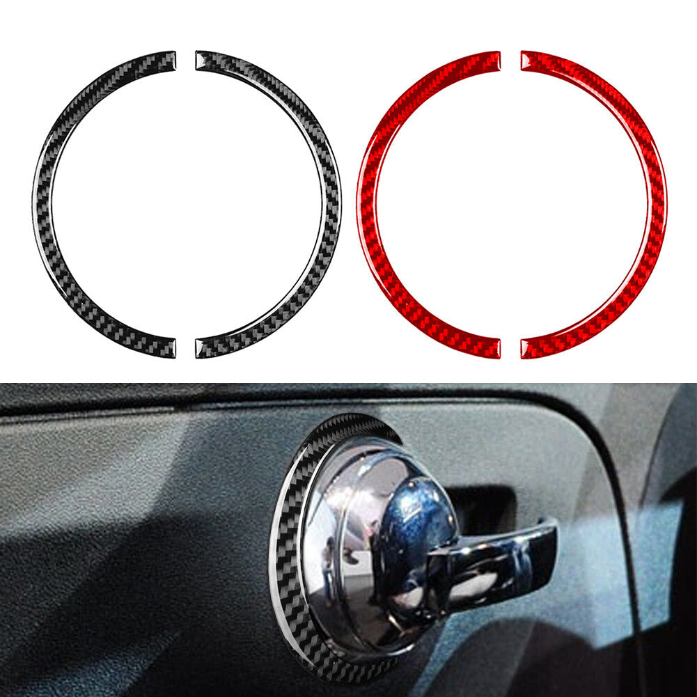 Carbon Fiber Interior Door Handle Ring Trim Cover for Fiat 500 2012-2015