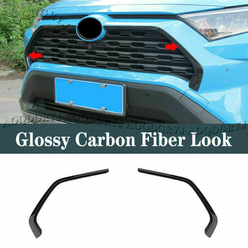 for Toyota RAV4 2019 -2023 ABS Carbon Fiber Front Center Grill Grille Cover Trim