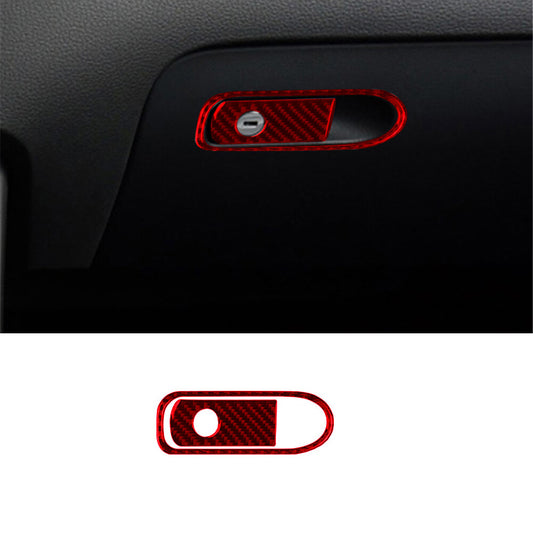 Red Front Passenger Storage Switch Trim Carbon Fiber for VW Touareg 2011-2018