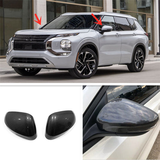 Carbon Fiber Rearview Side Mirror Cover Caps Trim for Mitsubishi Outlander 22-23