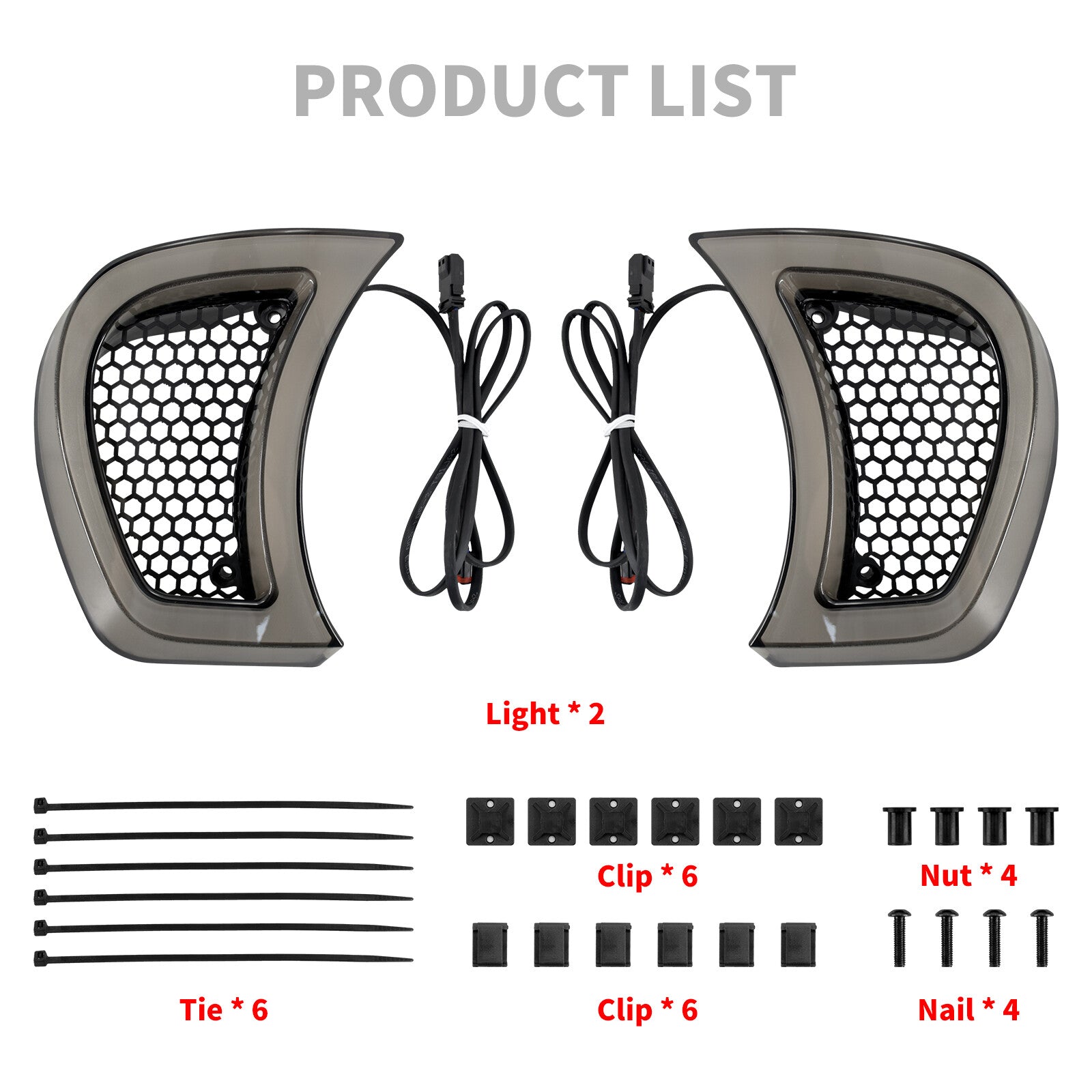 Headlight Vent Accent w/ Smoke Lens LED Light Fit for Harley Road Glide 15-2023
