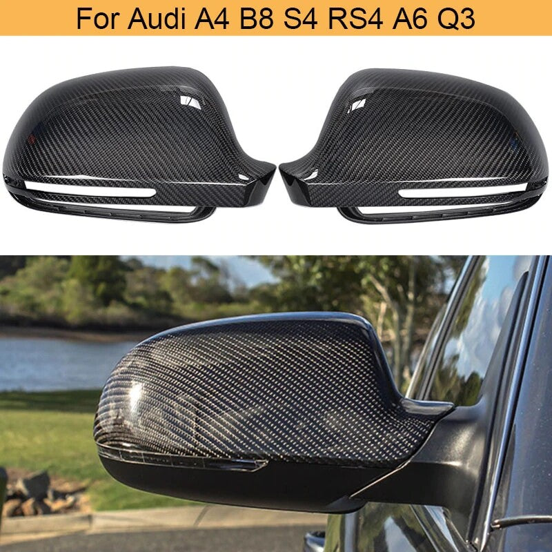 Carbon Replacement Rearview Mirror Cover W/O side lane assist for Audi A4 B8 Q3