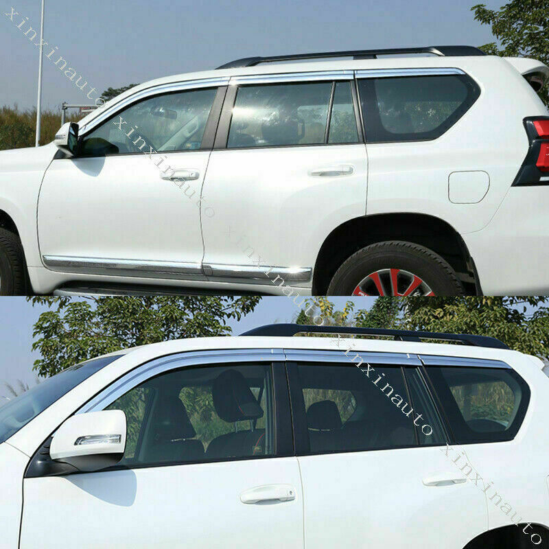 For Prado FJ150 LC150 2010-21 Chrome Window Visors Sun Rain Guard Vent Deflector