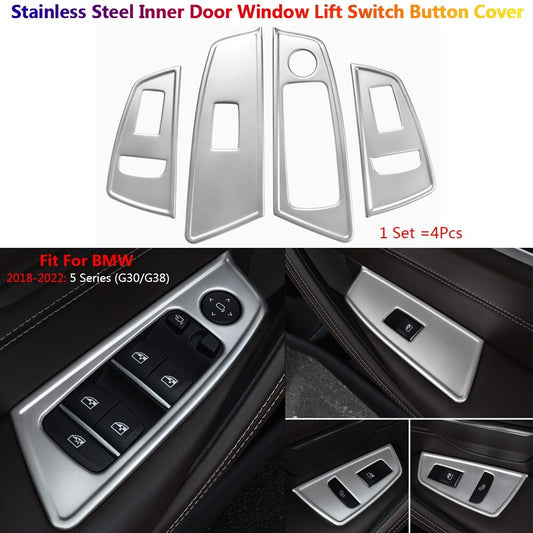 Stainless for BMW 5 Series G30 Car Inner Door Window Lift Switch Panel over Trim