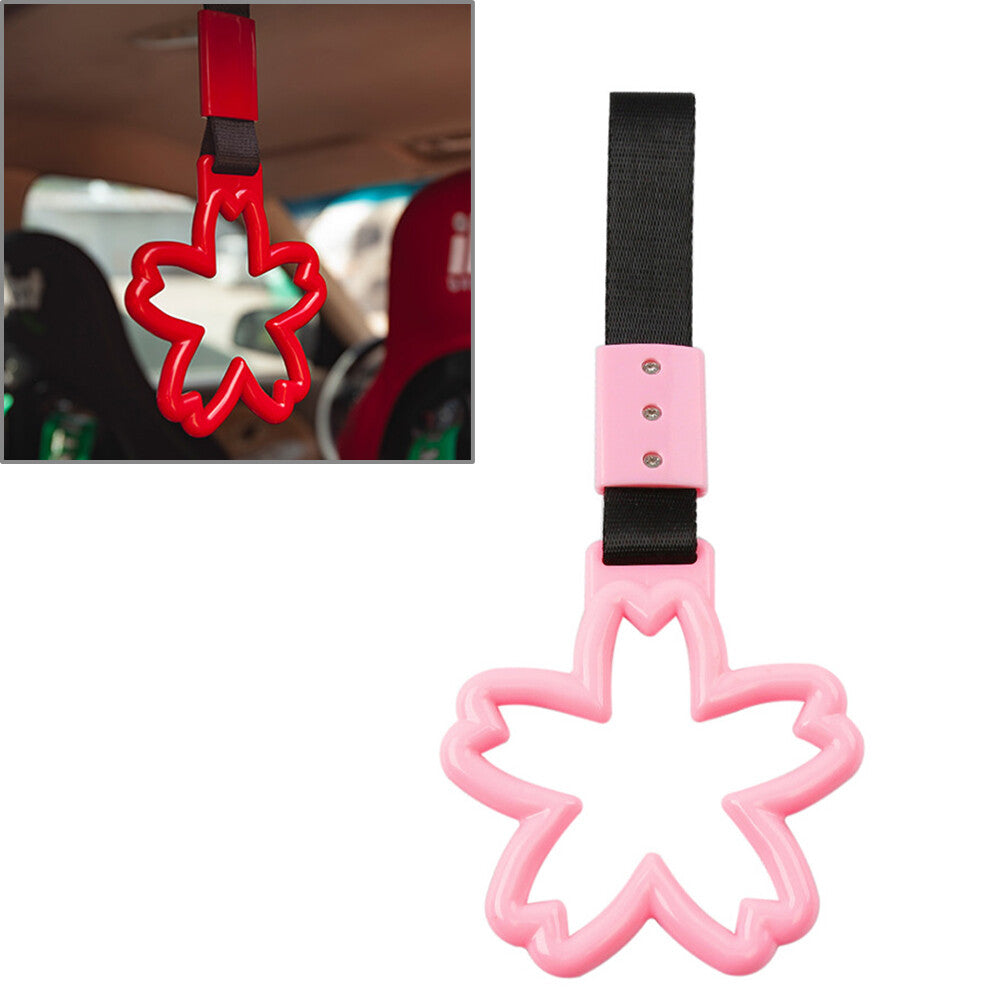 Car Cherry Shaped Ring Train Bus Handle Hand Strap Drift Charm Tools Black+pink