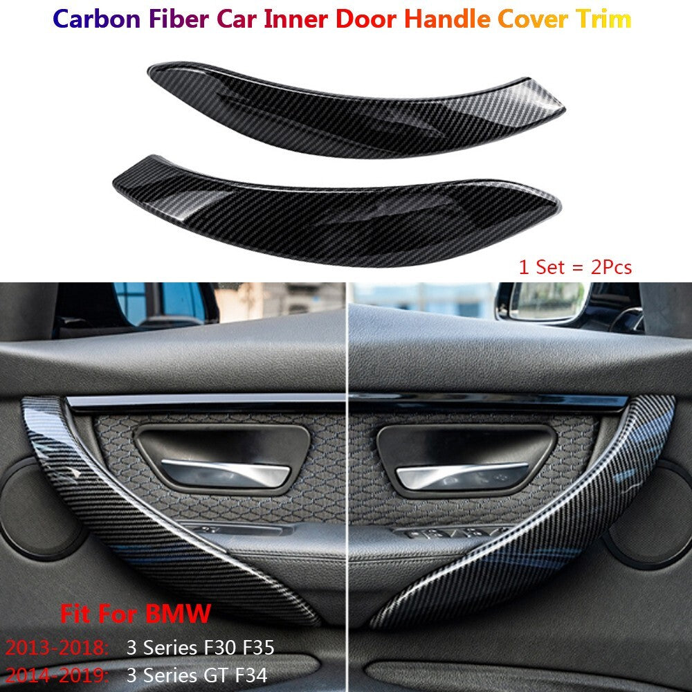 2x Carbon Fiber for BMW 3 Series F30 F34 Car Inner Door Handle Sleeve Cover Trim