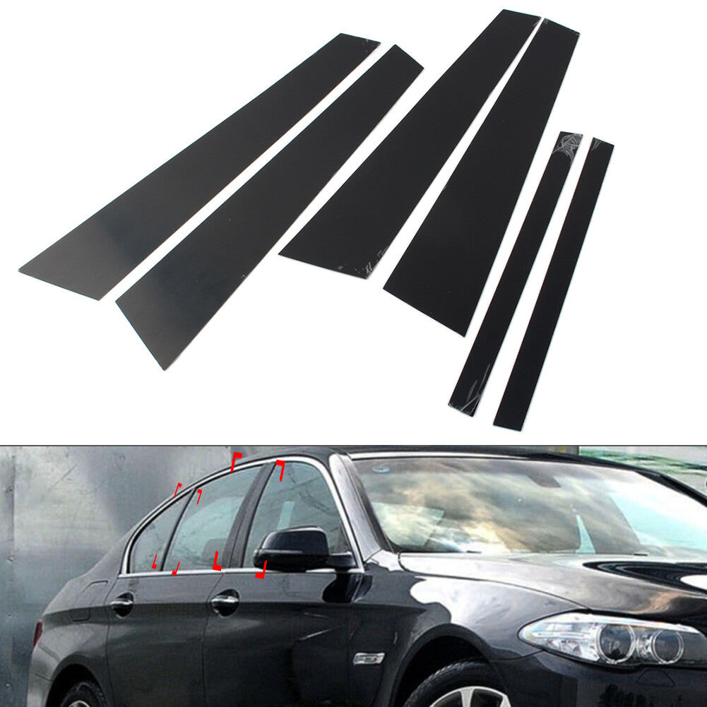 Door Window Pillar Posts Trims Set for BMW 5 Series F10 2011-2017 Glossy Black