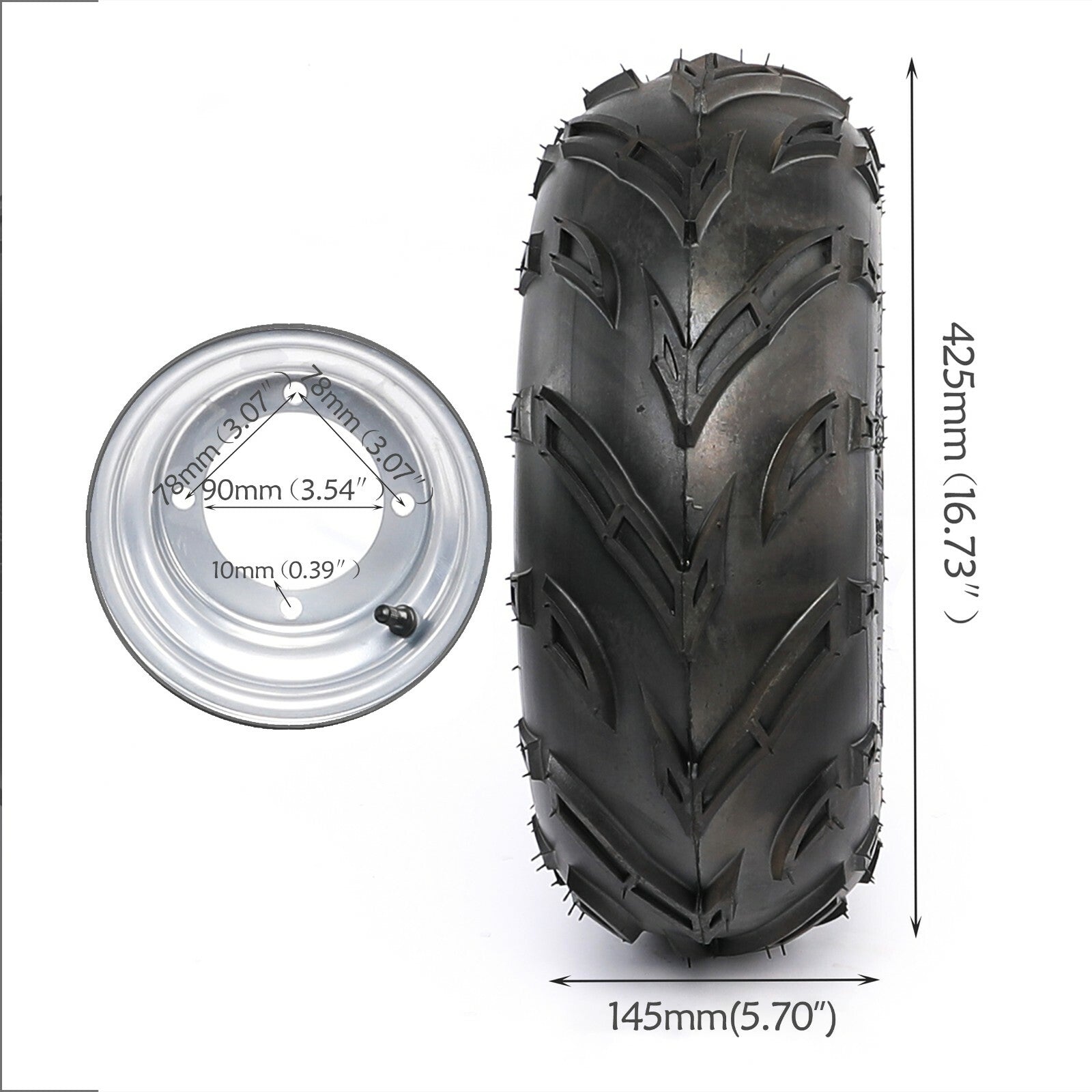 4PC 16x8-7 Front Rear Wheel Tyre Rim 4 Stud For Go Kart Ride on Mower ATV Quad