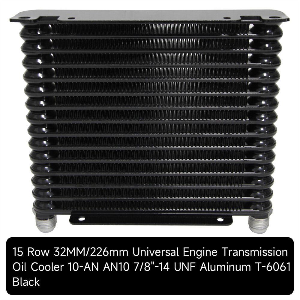 32MM AN10 15 Row Aluminum Engine Transmission Oil Cooler 226MM Racing Cooler BK