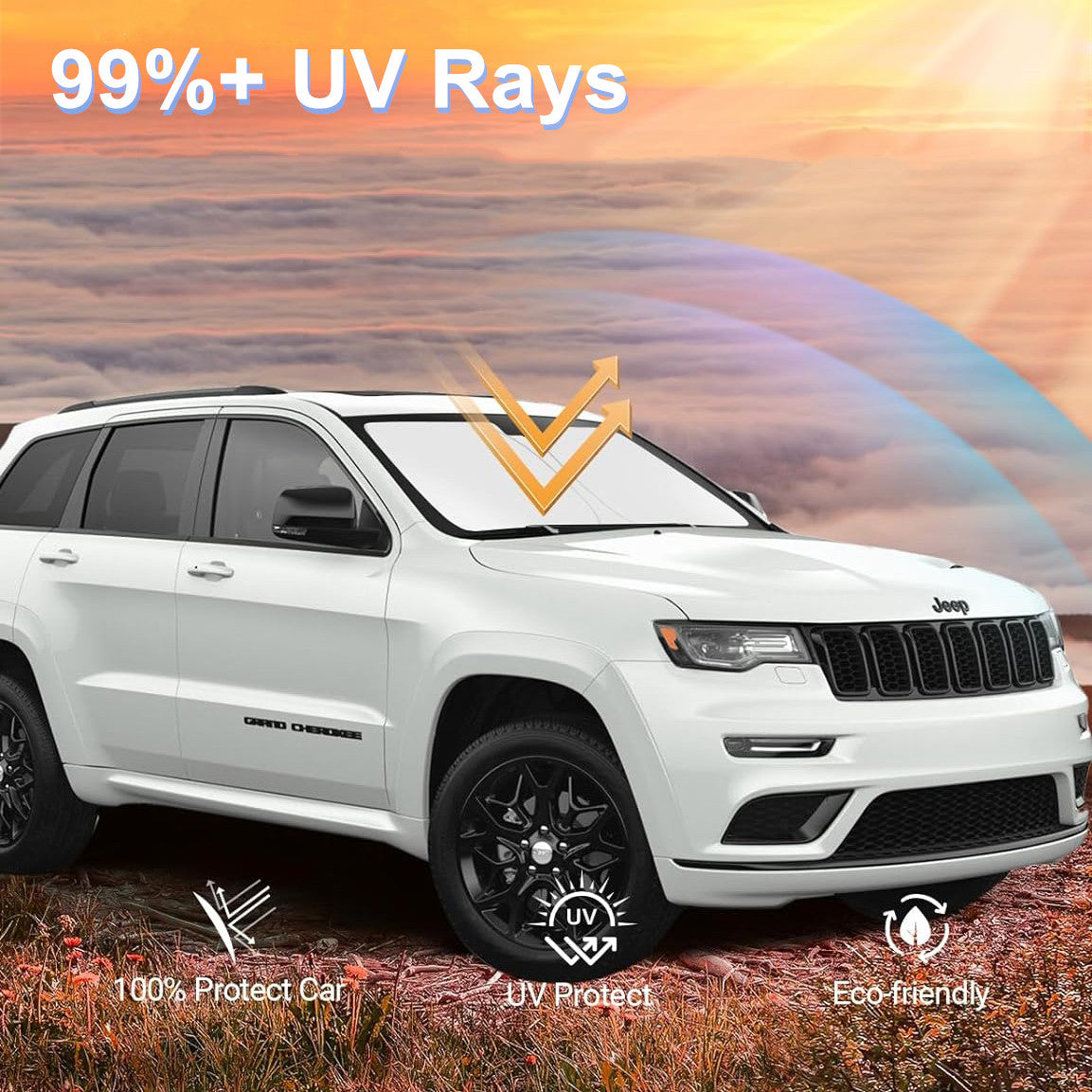 Custom Fit 2014-2024 for Jeep Grand Cherokee Front Windshield Sun Shade Shield Cover