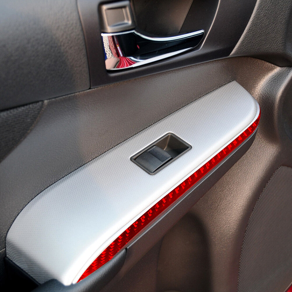 Red Carbon Fiber Car Rear Window Lock Lift Panel Frame Trim for Toyota for Camry