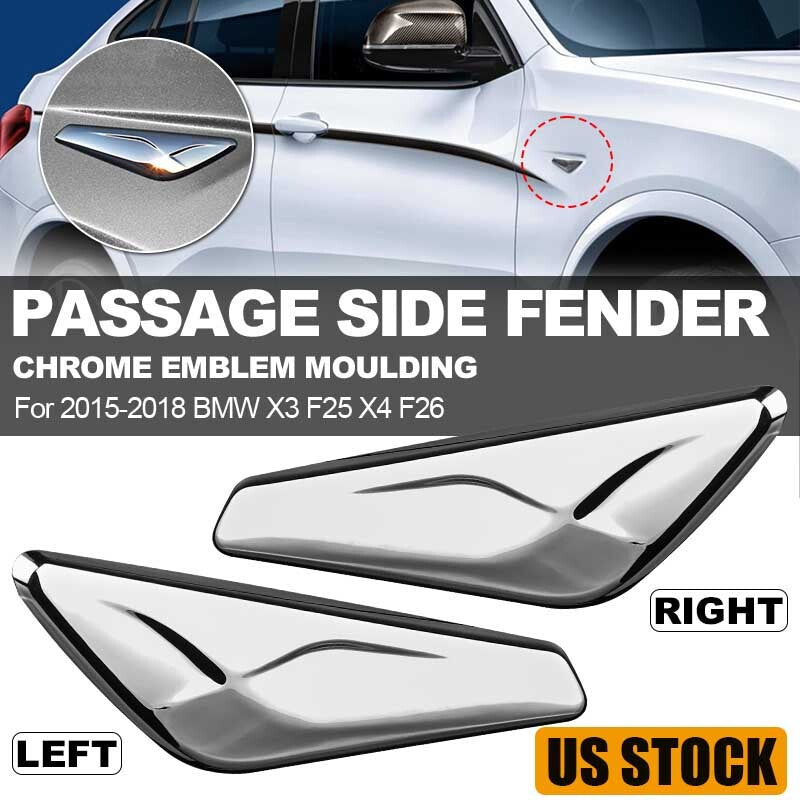 Pair Fender Trim Finisher Chrome Front Left Right Side for BMW X3 X4 F25 F26 US