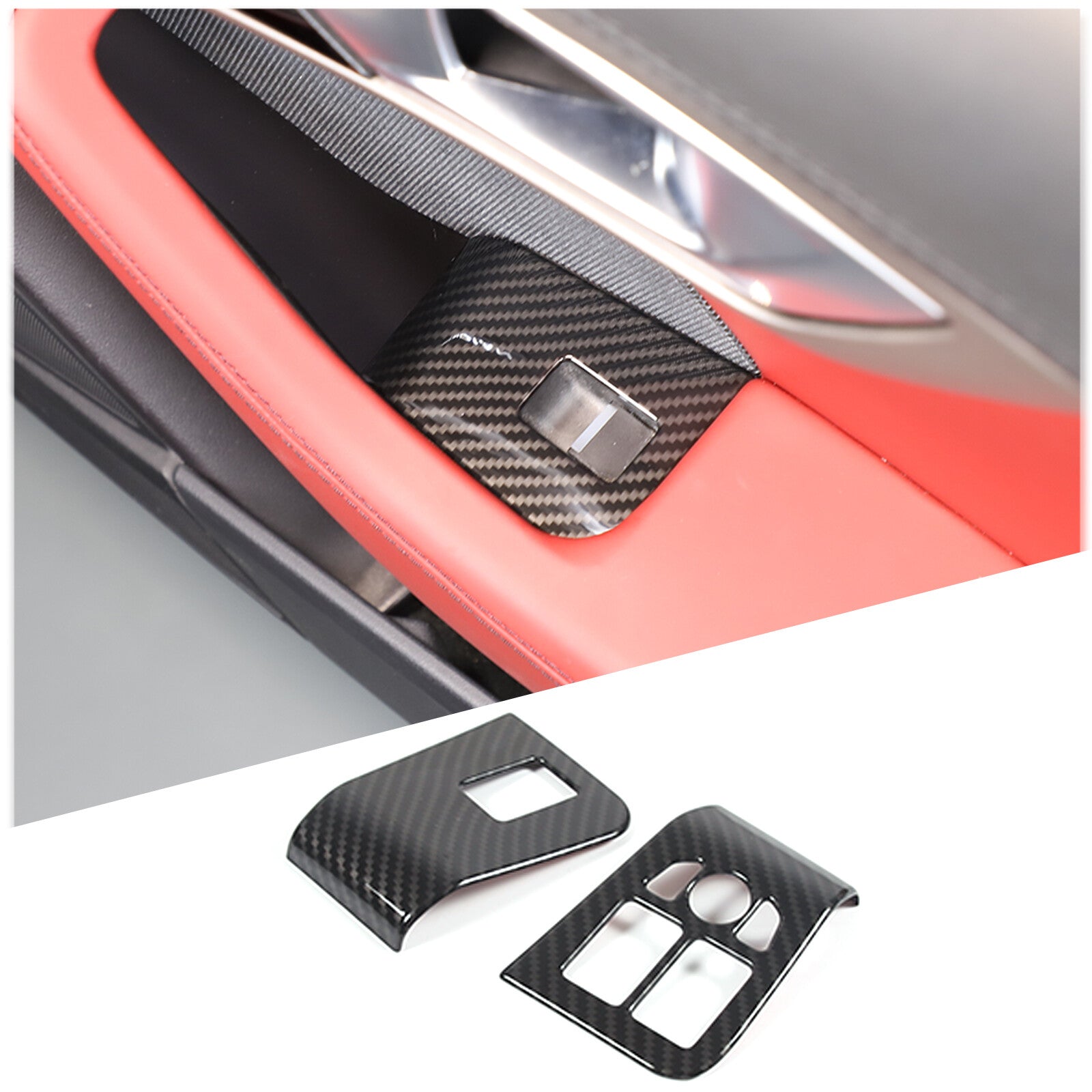 Matte black ABS door mechanical switch button decorative sticker for Corvette C8 20-23