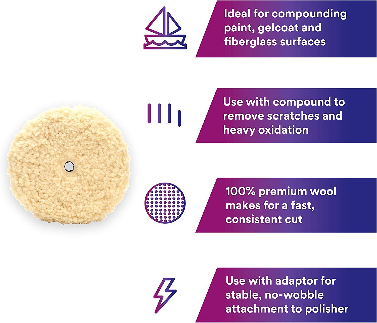 Heavy Duty Cutting Wool Pad Double-Sided Cutting Polishing Pad 5/8-11